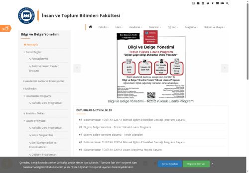 Marmara Üniversitesi - Bilgi ve Belge Yönetimi - İnsan ve Toplum Bilimleri Fakültesi