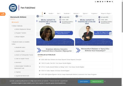 Marmara Üniversitesi - Matematik Bölümü - Fen Fakültesi
