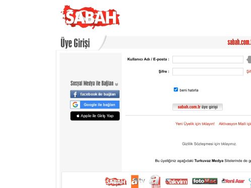 Üye Girişi - Sabah Üyelik