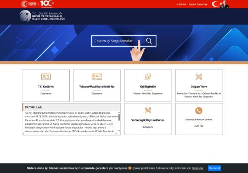 Nüfus ve Vatandaşlık İşleri Genel Müdürlüğü - Online Sorgulamalar