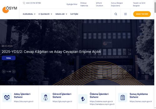 ÖSYM • T.C. ÖLÇME, SEÇME VE YERLEŞTİRME MERKEZİ BAŞKANLIĞI