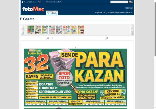Bugünkü Fotomaç Gazetesi Manşeti - Fotomaç- E-Gazete