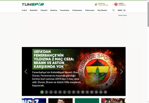 Güncel Spor Haberleri, Spor, Futbol, Basketbol, Voleybol - TÜMSPOR