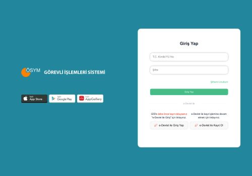 Sisteme Giriş - ÖSYM Görevli İşlemleri Sistemi