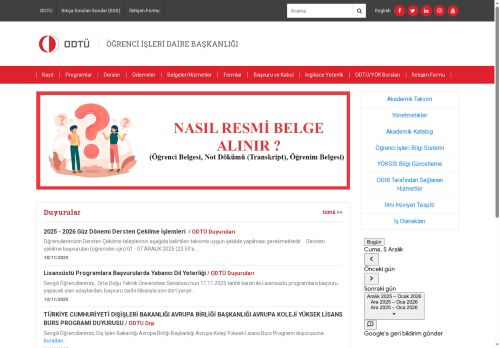 Ana Sayfa | ODTÜ ÖĞRENCİ İŞLERİ DAİRE BAŞKANLIĞI