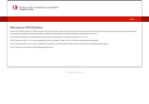 METU | Course Syllabus