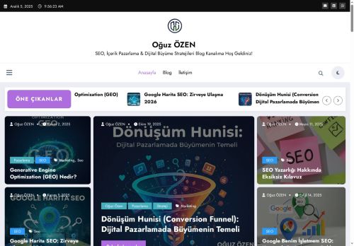 SEO, İçerik Pazarlama & Dijital Büyüme Stratejileri Blog Kanalıma Hoş Geldiniz! - Oğuz ÖZEN