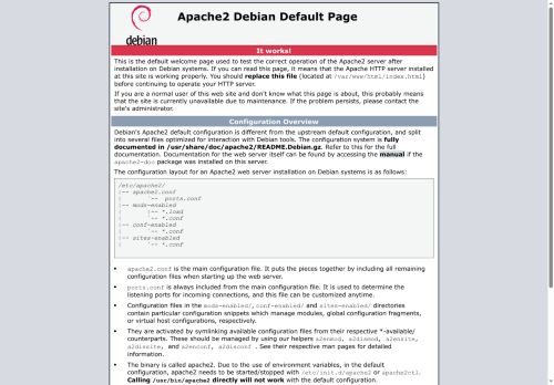 Apache2 Debian Default Page: It works