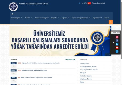 Anasayfa | Kalite ve Akreditasyon Ofisi