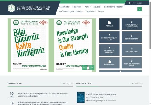 Artvin Çoruh Üniversitesi - Kalite Koordinatörlüğü