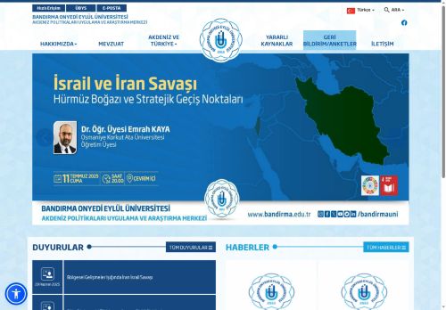 Akdeniz Politikaları Uygulama ve Araştırma Merkezi - BANDIRMA ONYEDİ EYLÜL ÜNİVERSİTESİ