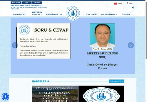 Sosyal Politikalar Uygulama ve Araştırma Merkez Müdürlüğü - BANDIRMA ONYEDİ EYLÜL ÜNİVERSİTESİ