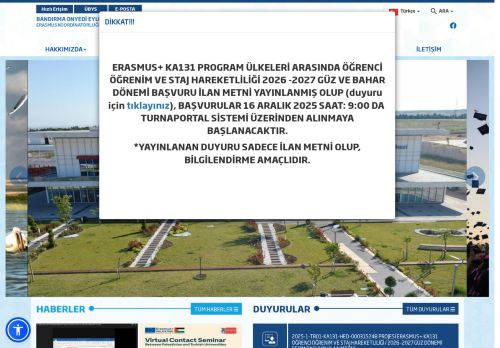 Erasmus Koordinatörlüğü - BANDIRMA ONYEDİ EYLÜL ÜNİVERSİTESİ