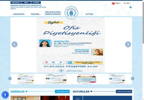 Sağlıklı Beslenme ve Yaşam Uygulama ve Araştırma Merkezi - BANDIRMA ONYEDİ EYLÜL ÜNİVERSİTESİ