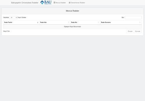 BAU İhale | Mevcut İhaleler