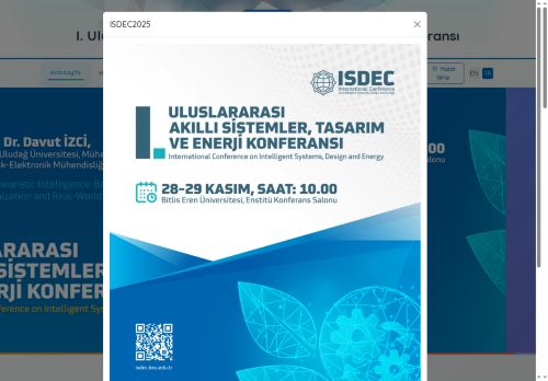 I. Uluslararası Akıllı Sistemler, Tasarım ve Enerji Konferansı - ISDEC 2025