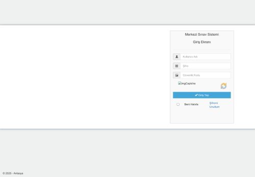 Merkezi Sınav Sistemi - Giriş Ekranı
