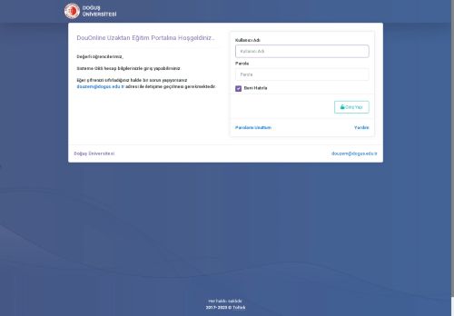 Doğuş Üniversitesi - Sisteme Giriş 