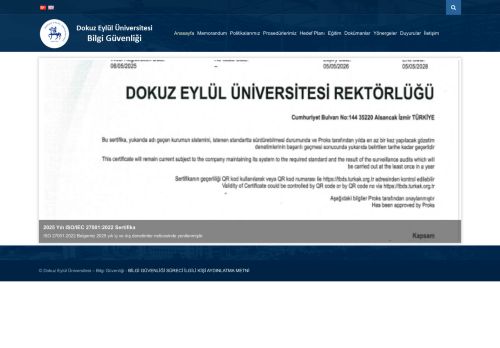 Dokuz Eylül Üniversitesi – Bilgi Güvenliği | Dokuz Eylül Üniversitesi