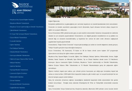 Düzce Üniversitesi Aday Öğrenci Bilgi Sistemi