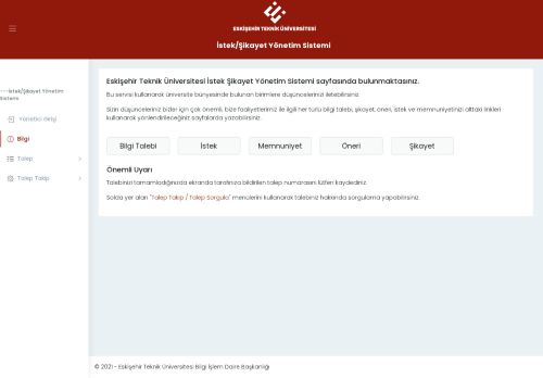 İstek Şikayet Yönetim Sistemi - ESTÜ