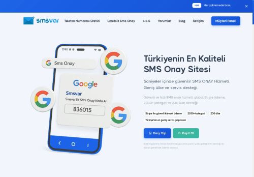 SMSVAR.com - Türkiye'nin En Ucuz SMS Onay Sitesi