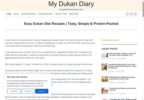 My Dukan Diary - Easy Dukan Diet Recipes | Tasty, Simple & Protein-Packed