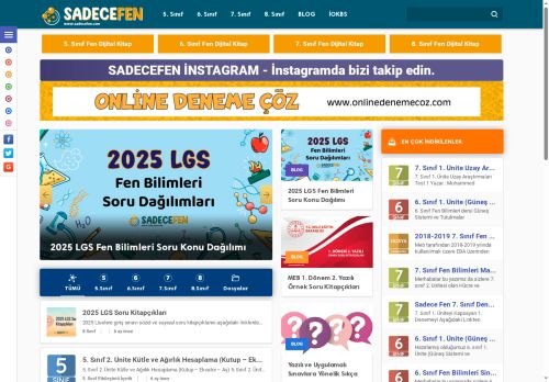 Sadece Fen - Fen Bilimleri Dersi Platformu