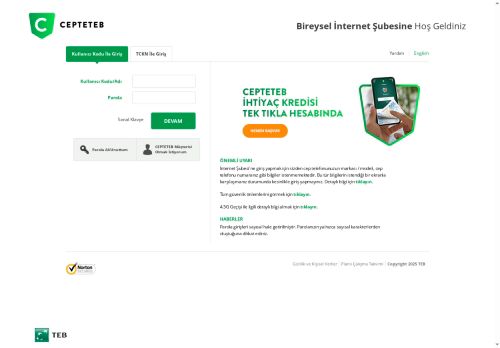 CEPTETEB İnternet Şubesi