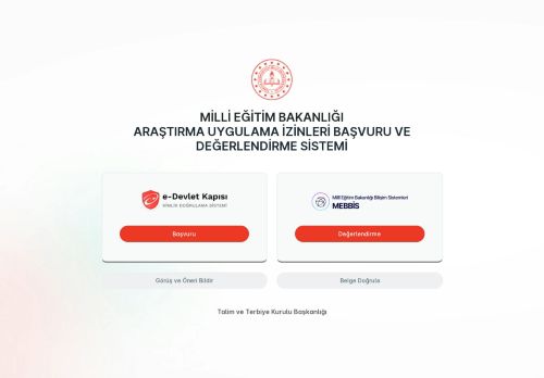 Araştırma Uygulamaları Başvuru ve Değerlendirme Sistemi - MEB