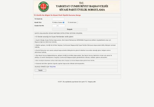TC Kimlik No Bilgisi ile - Siyasi Parti Üyelik Durumu Sorgu