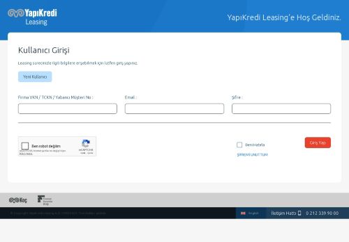 Kullanıcı Girişi | Yapı Kredi Leasing
