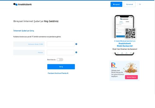 Anadolubank İnternet Şubesi