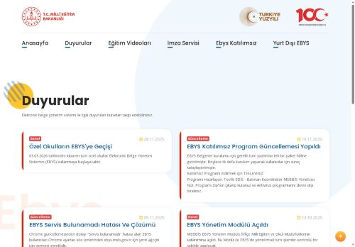 Milli Eğitim Bakanlığı EBYS Eğitim Portalı