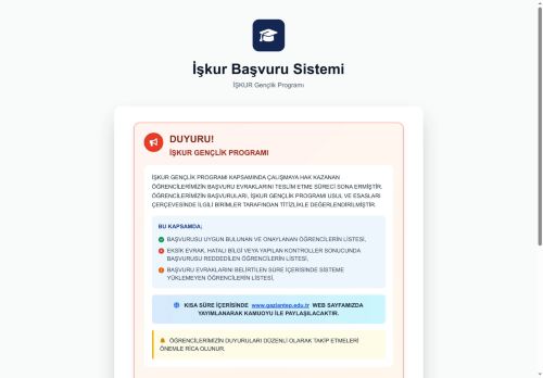 İşkur Başvuru Sistemi - Giriş Yap