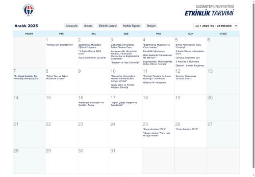 Etkinlik Takvimi - Gaziantep Üniversitesi