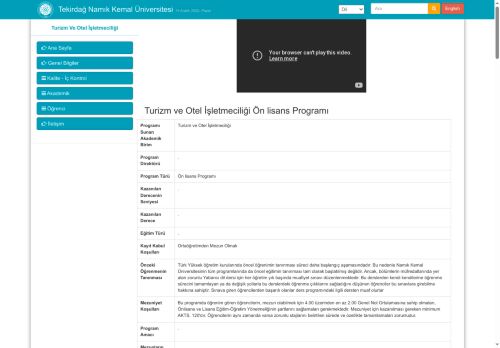 Turizm Ve Otel İşletmeciliği