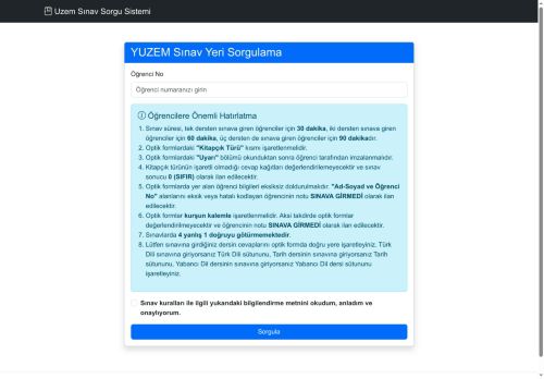 Uzem Sınav Sorgu Sistemi - YUZEM Sınav Yeri Sorgulama