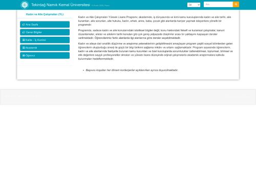 Kadın ve Aile Çalışmaları (YL)