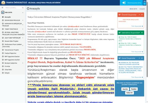 Trakya Üniversitesi BAP Otomasyonu