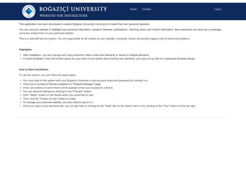 Bogazici University Instructors' Personal Website Installation Wizard | Websites for Instructors