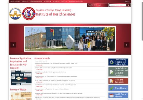Institute of Health Sciences | Republic of Türkiye Trakya University