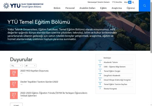 Anasayfa | YTÜ Temel Eğitim Bölümü