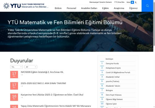 Anasayfa | YTÜ Matematik ve Fen Bilimleri Eğitimi Bölümü