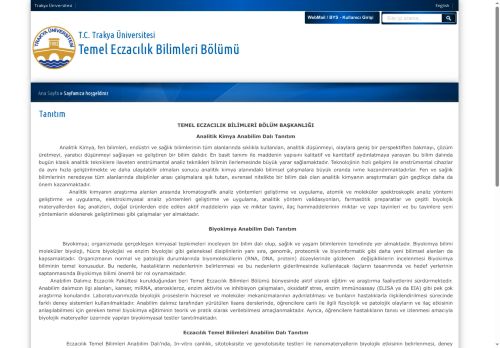 Temel Eczacılık Bilimleri Bölümü | T.C. Trakya Üniversitesi