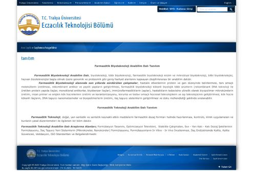 Eczacılık Teknolojisi Bölümü | T.C. Trakya Üniversitesi
