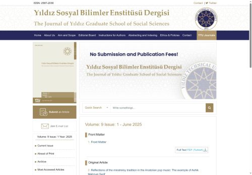 Volume: 9 Issue: 1 Year: 2025 Yıldız Social Sciences Institute Journal