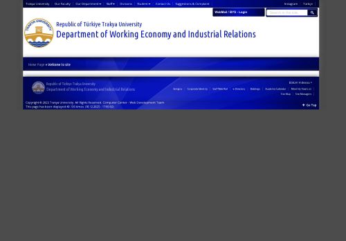 Department of Working Economy and Industrial Relations | Republic of Türkiye Trakya University