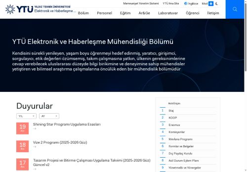 Anasayfa | YTÜ Elektronik ve Haberleşme Mühendisliği Bölümü