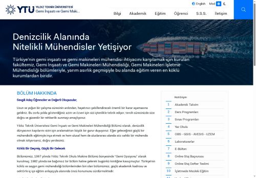 Anasayfa | YTÜ Gemi İnşaatı ve Gemi Makineleri Mühendisliği